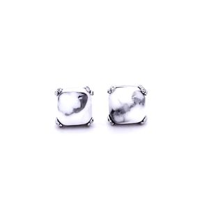 🟣 Howlite Sterling Silver Stud Earrings